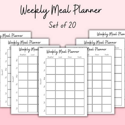Weekly Meal Planner - Set of 20 Pages