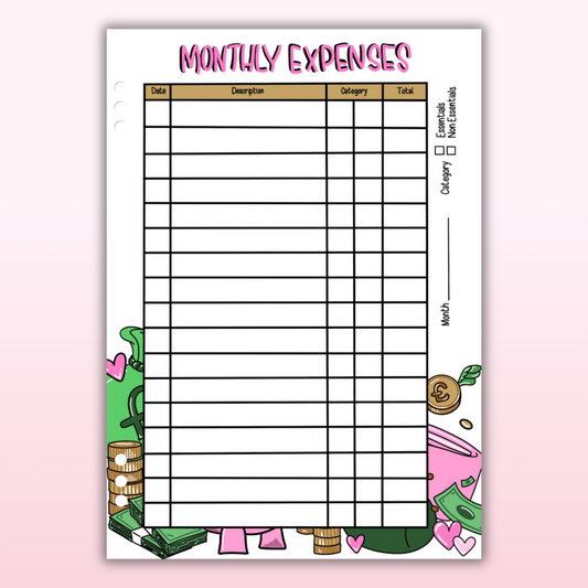 Monthly Expenses - Single Page