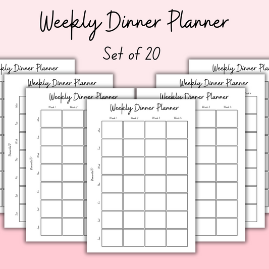 Weekly Dinner Planner - Set of 20 Pages
