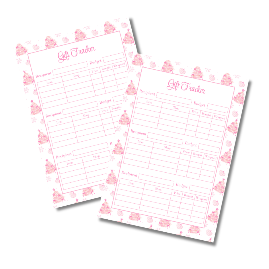 A4 Christmas Planner Refill Page Inserts - Pink Trees