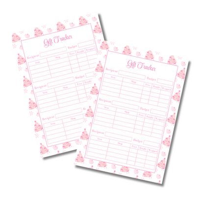 A4 Christmas Planner Refill Page Inserts - Pink Trees
