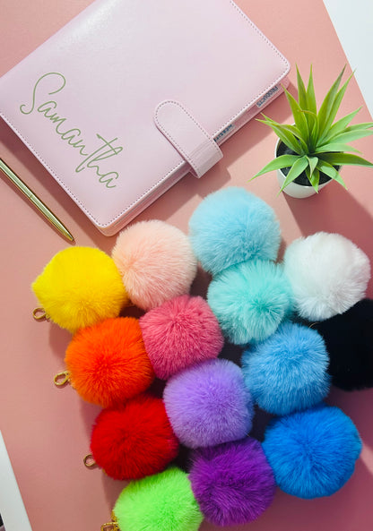 Faux Fur PomPom Key Ring - Pink Marie