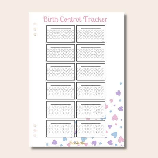 Birth Control Tracker - Pastel Passion - Single Page