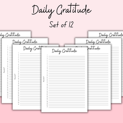 Daily Gratitude - Set of 12 Pages