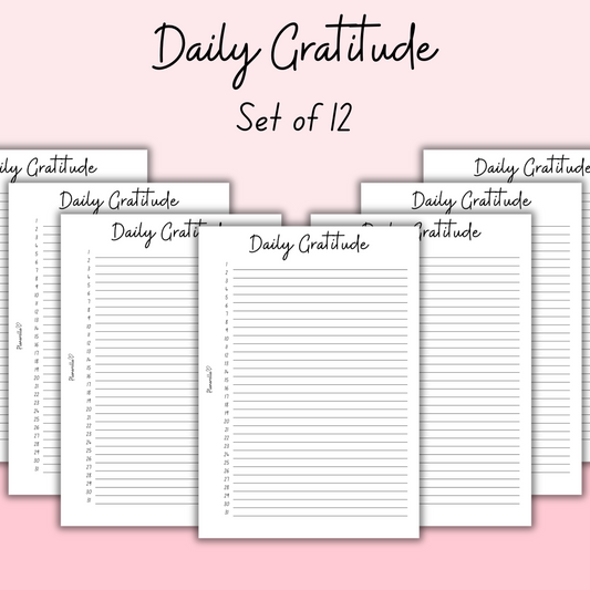 Daily Gratitude - Set of 12 Pages