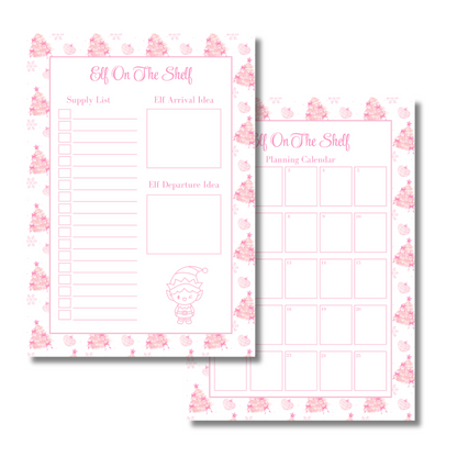 A4 Christmas Planner Refill Page Inserts - Pink Trees