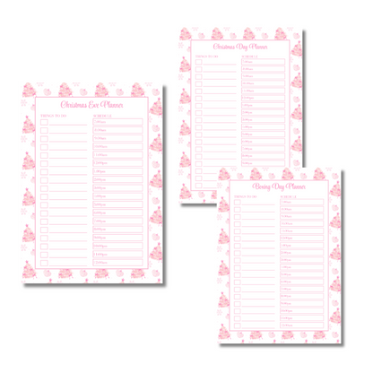 A4 Christmas Planner Refill Page Inserts - Pink Trees