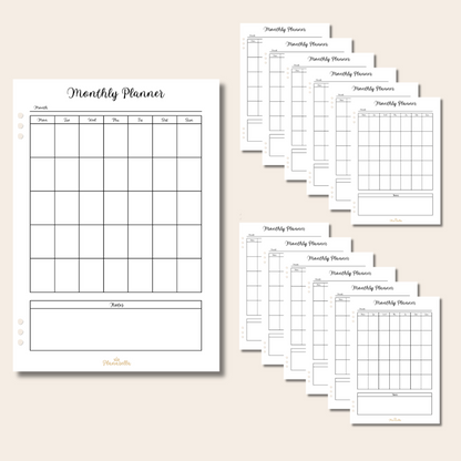 Monthly Planner - 12 Page Set - Covers 1 Year