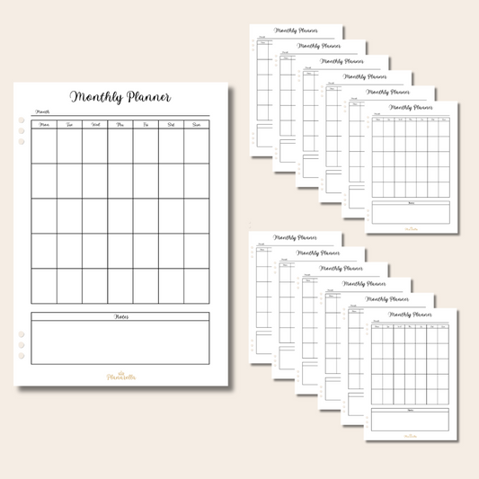 Monthly Planner - 12 Page Set - Covers 1 Year