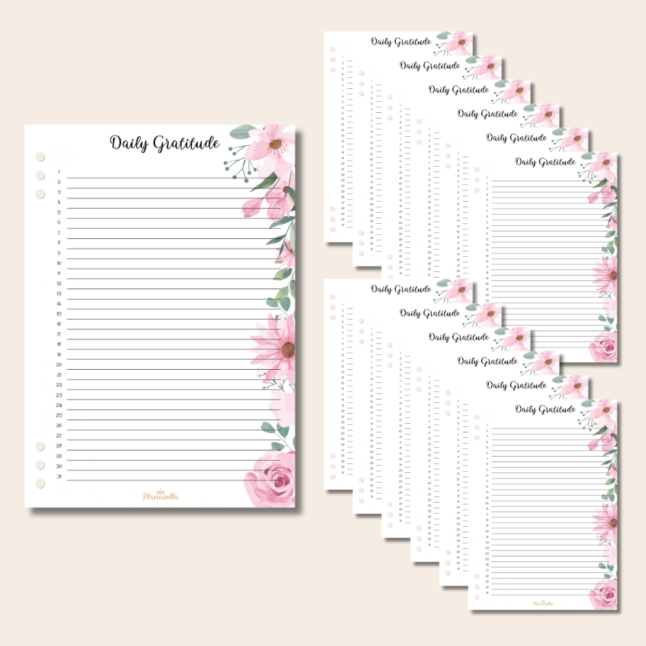 Daily Gratitude - Garden Roses - Set of 12 Page Inserts