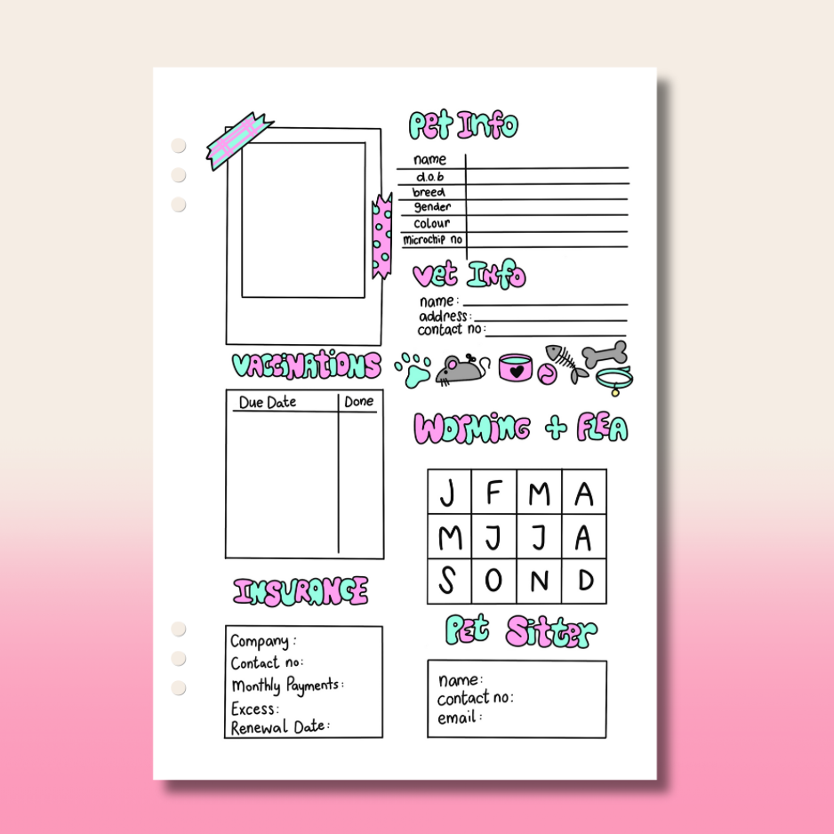 Pet Info Log - Single Page
