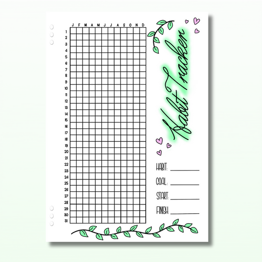 Yearly Habit Tracker - Single Page
