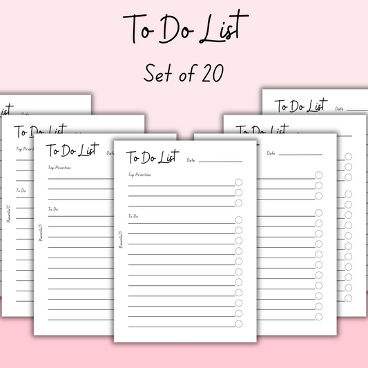 To Do List - Set of 20 Pages