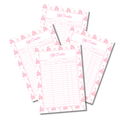 A4 Christmas Planner Refill Page Inserts - Pink Trees
