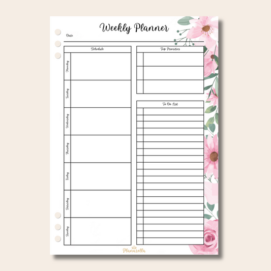 Weekly Planner - Garden Roses - Set of 20 Page Inserts