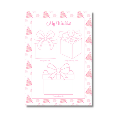 A4 Christmas Planner Refill Page Inserts - Pink Trees