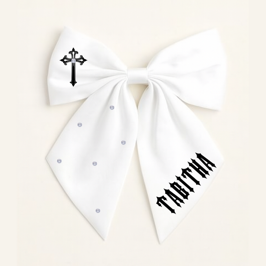 Personalised School Leavers Hair Bow Clip - Gorgeous Gothic