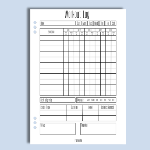 Workout Log - Page Inserts