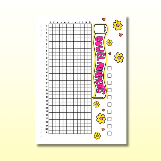 Yearly Bowel Movements Tracker - Single Page