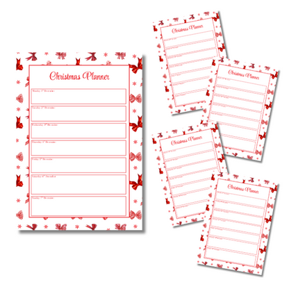 A4 Christmas Planner Refill Page Inserts - Red Bows
