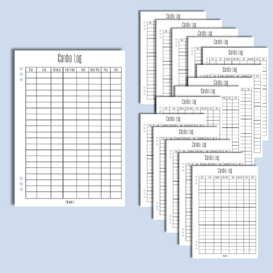 Cardio Log - Set of 20 Page Inserts