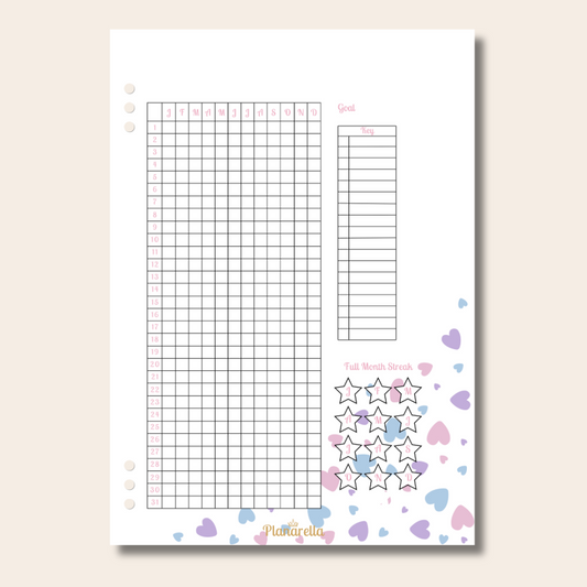 Blank Yearly Grid Tracker - Pastel Passion - Single Page