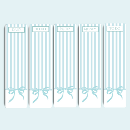 Customisable Planner Bookmark Tabs - Set of 5 - Darling Blue