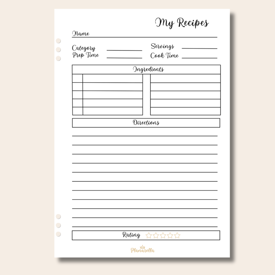 My Recipes - Page Inserts