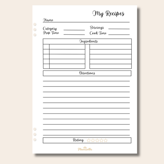 My Recipes - Page Inserts