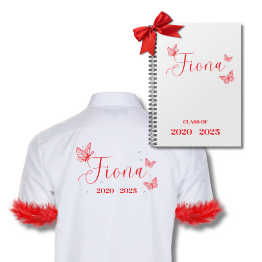 School Leavers Shirt & Memory Book Set - Butterfly Theme