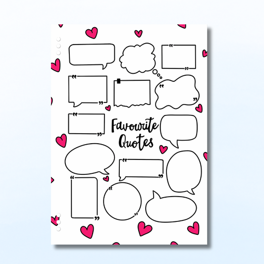 Favourite Book Quotes - Single Page