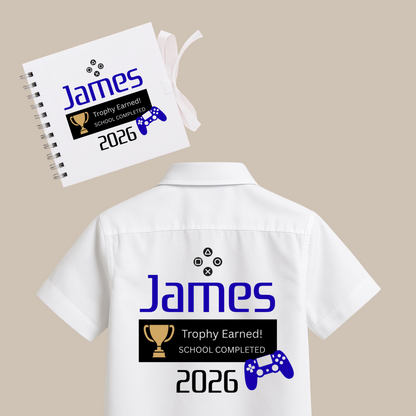 Personalised School Leavers Memory Scrap Book - Blue Gamer