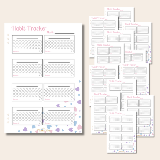 Habit Tracker - Pastel Passion - Set of 12 Page Inserts