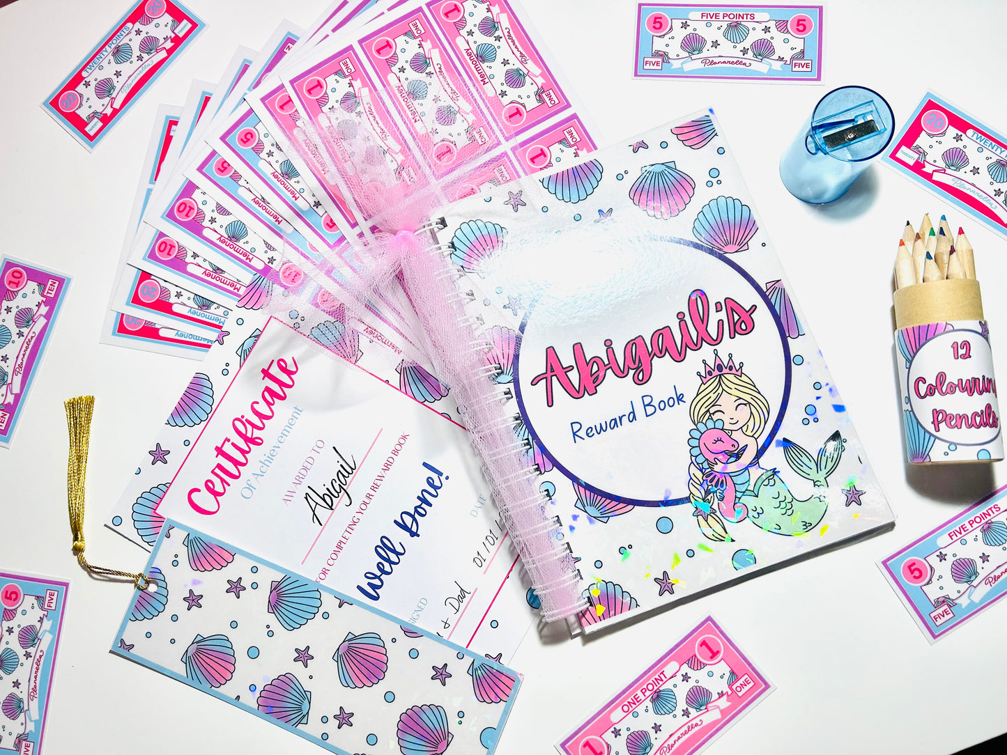 Personalised Mermaid Kids Reward Book Set