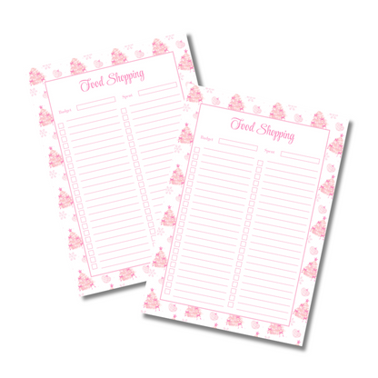 A4 Christmas Planner Refill Page Inserts - Pink Trees