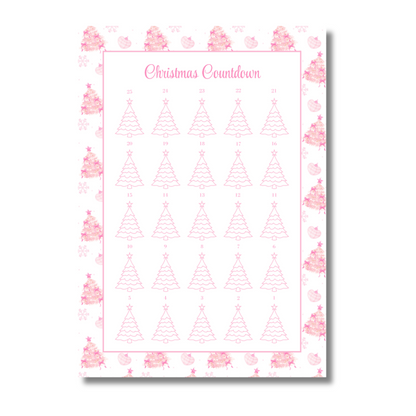 A4 Christmas Planner Refill Page Inserts - Pink Trees