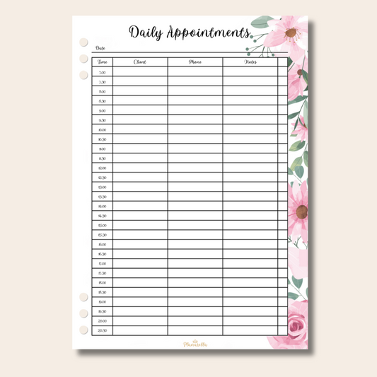 Daily Appointments - Garden Roses - Page Inserts