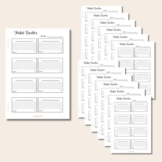 Habit Tracker Inserts - 12 Page Set - Covers 1 Year