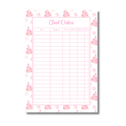 A4 Christmas Planner Refill Page Inserts - Pink Trees