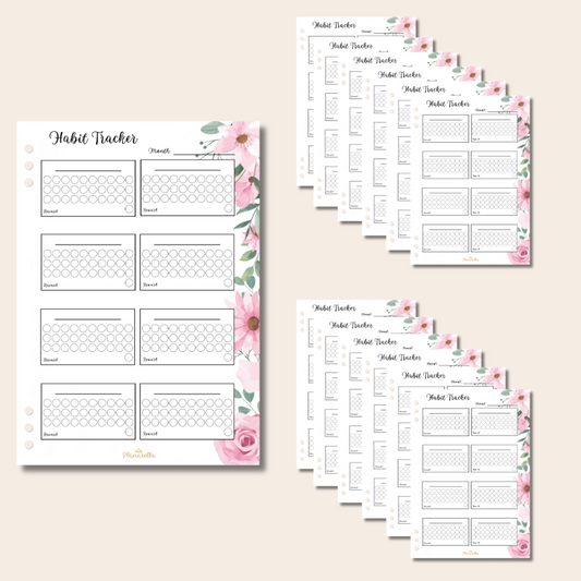 Habit Tracker - Garden Roses - Set of 12 Page Inserts