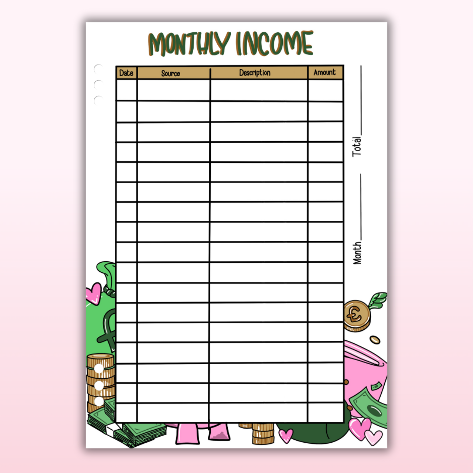 Money & Savings Set - 1 Year Bundle - 97 Page Inserts & 13 Dividers