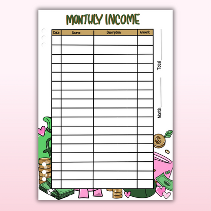 Money & Savings Set - 1 Year Bundle - 97 Page Inserts & 13 Dividers