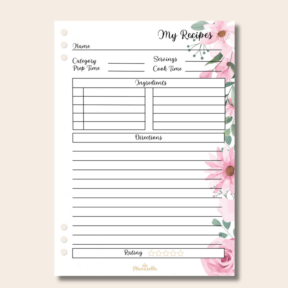 My Recipes - Garden Roses - Set of 20 Page Inserts