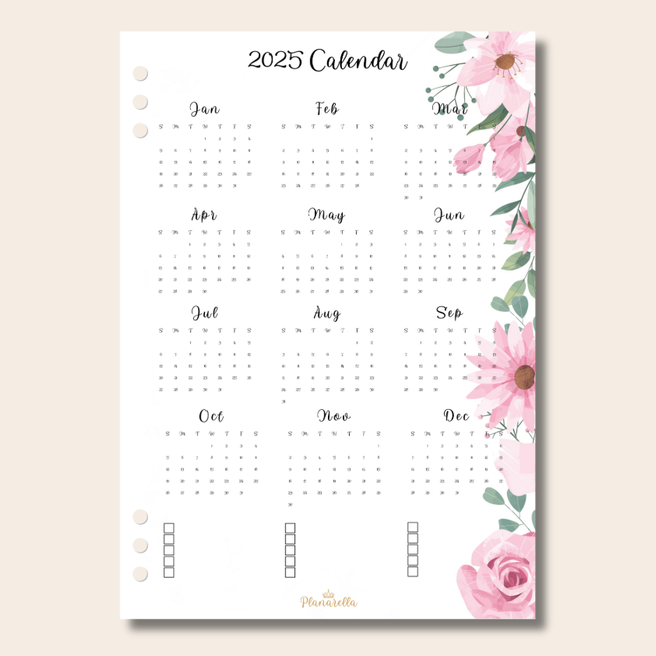 Key Calendar - Garden Roses - Single Page Insert