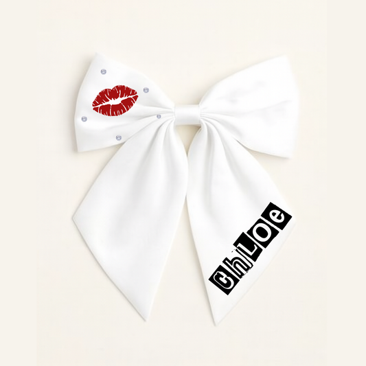 Personalised S hook Leavers Hair Bow Clip - Burn Girls
