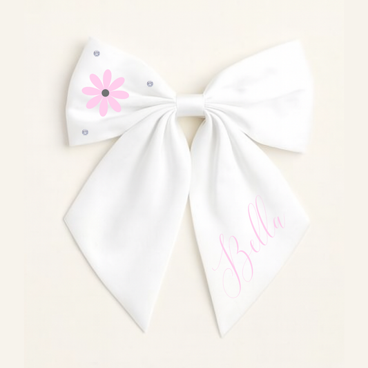 Personalised School Leavers Hair Bow Clip - Butterfly Bloom